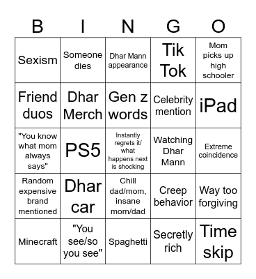 Dhar Mann Bingo Card
