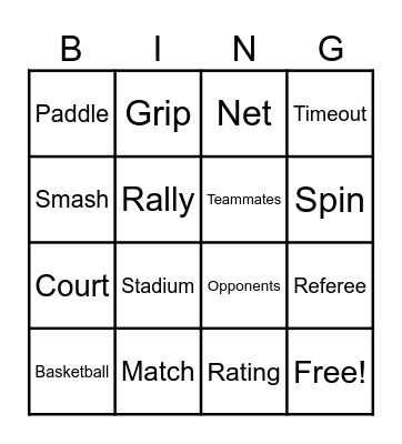 Sports Bingo Card