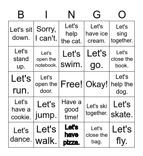 Let's Jump Bingo Card