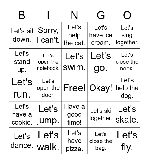 Let's Jump Bingo Card