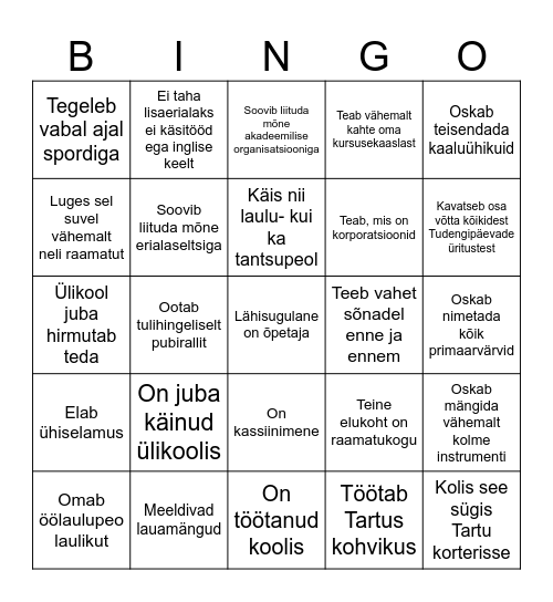 Klassiõpetajad Bingo Card