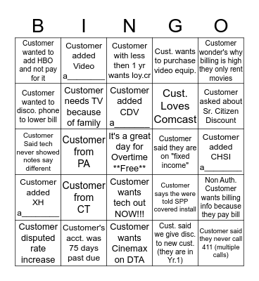 Name:_____________Disco Bingo (please provide acct. # for anything with a______ at the bottom) 1 Square Per Account Bingo Card