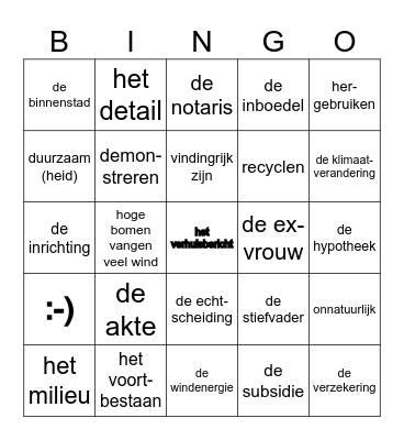 WS groep 8 thema 1 Bingo Card