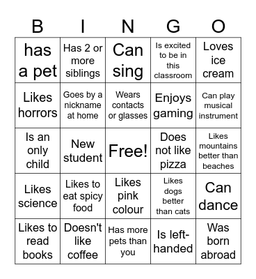 Get to know Bingo Card