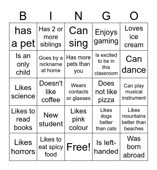 Get to know Bingo Card