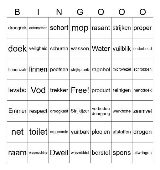 bingo schoonmaak Bingo Card