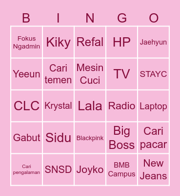Punya Yeye Bingo Card