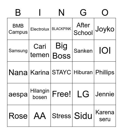 NN Bingo Card
