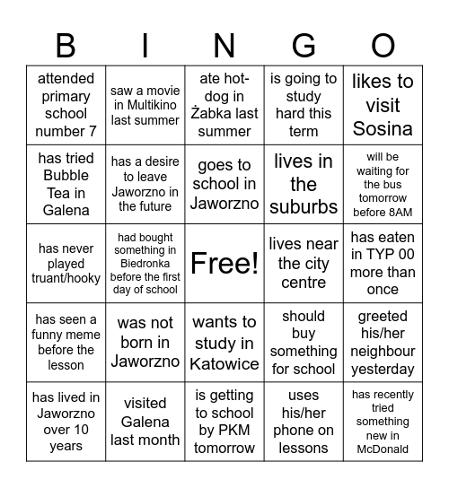 Find someone who... Bingo Card