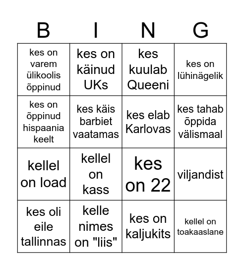 leia keegi... Bingo Card