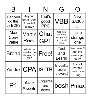 PPC 2023 Social Bingo! Bingo Card