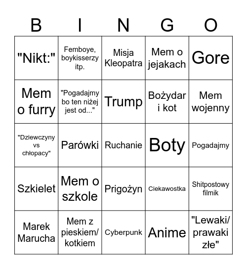 Poczekalnia Jeja.pl (memy i komentarze) Bingo Card