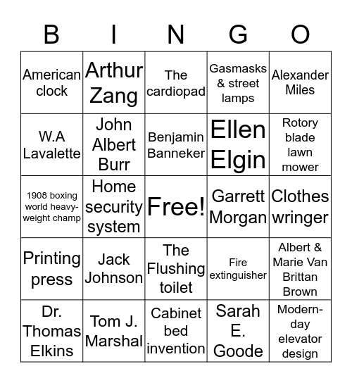 Black History Bingo Card