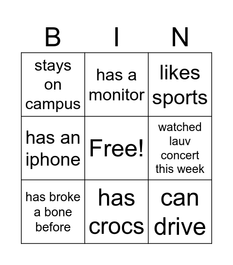 PCH BINGO Card