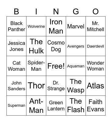 MY SUPERHEROS BINGO! Bingo Card