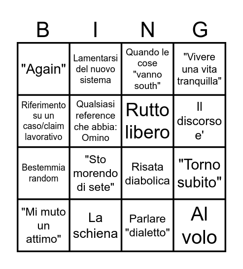 Fabio's Bingo Card