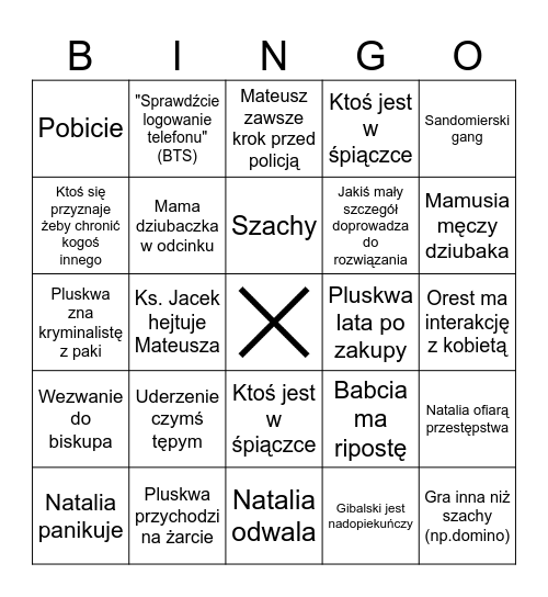 Ojciec Mateusz bingo Card