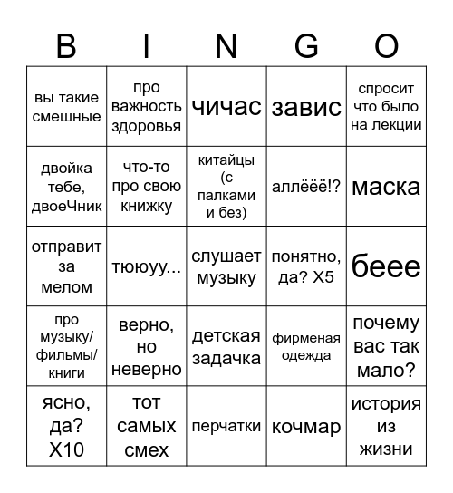 Мельников Bingo Card