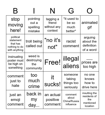 Hackettstown Bingo Card