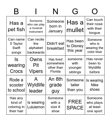 APS Bingo Card