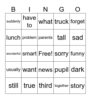 BAND I Bingo Card