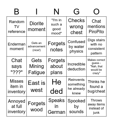 minecraft (updated, og by Marx) Bingo Card