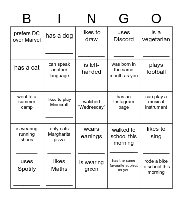 Find someone who ... Bingo Card