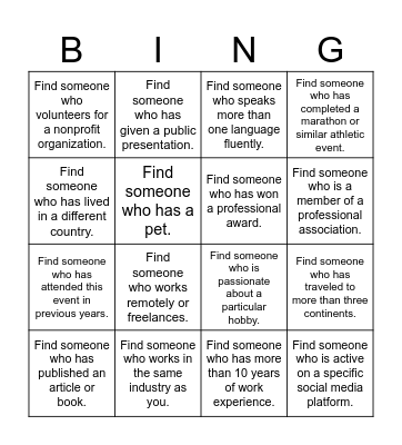 Platzi Conf Networking Bingo Card