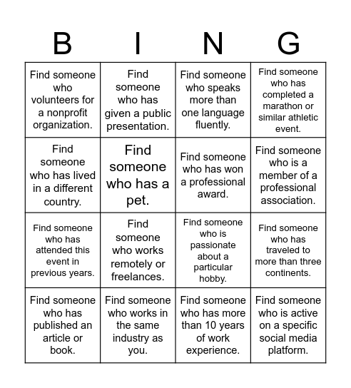 Platzi Conf Networking Bingo Card