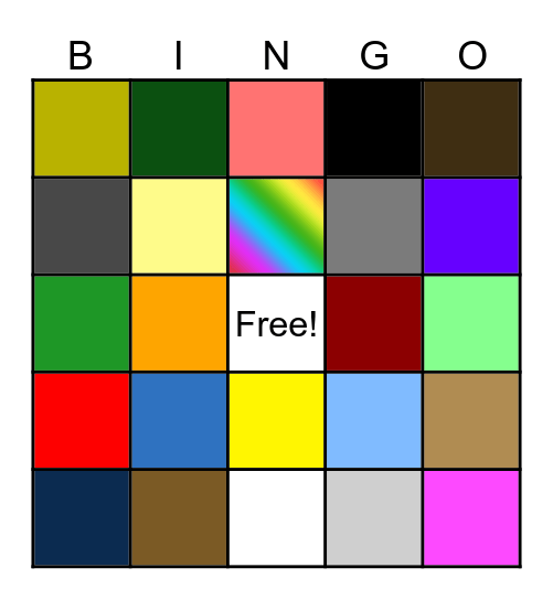 die Farben Bingo Card