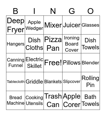 Wedding Shower Bingo Card