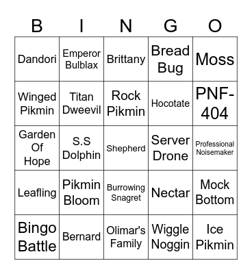 Dr. Sololek's Round 1 (PIKMIN) Bingo Card