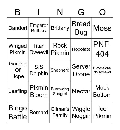 Dr. Sololek's Round 2 (PIKMIN) Bingo Card