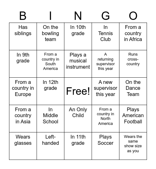 Find Someone Who Is... Bingo Card