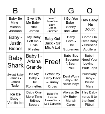 Baby Bingo Card