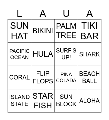 LUAU BINGO Card