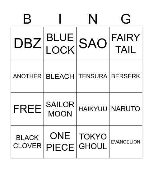 AMINE Bingo Card