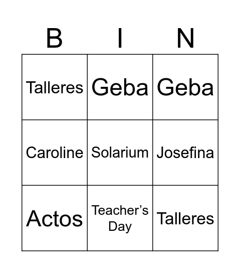 SOL Bingo Card