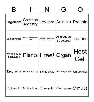 Unit 1 Review Bingo Card