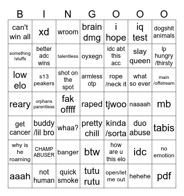 Ropresix bingo Card