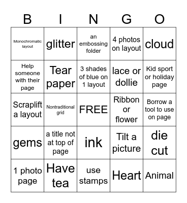 SCRAPBOOKING Bingo Card