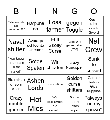Gally camp Bingo Card