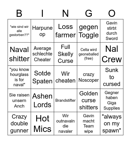 Gally camp Bingo Card