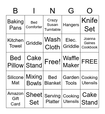 Baylee's Bridal Present Bingo Card