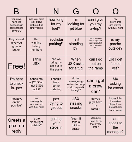 H&E Bingo Card
