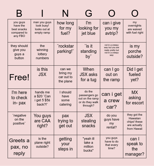 H&E Bingo Card