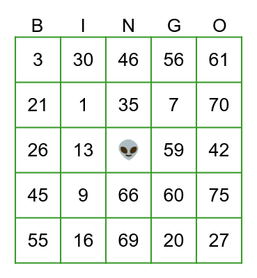 ALIENHOMIE Bingo Card