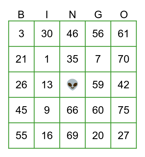 ALIENHOMIE Bingo Card