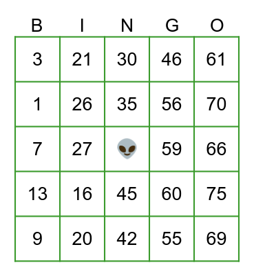 ALIENHOMIE Bingo Card