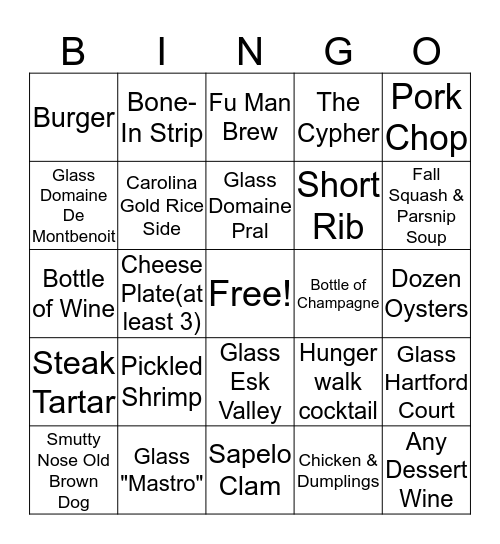 JCT BINGO Card